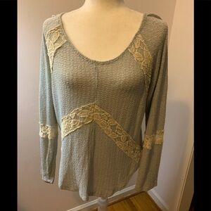 Blu Pepper v-neck blue/gray sweater tunic, size M